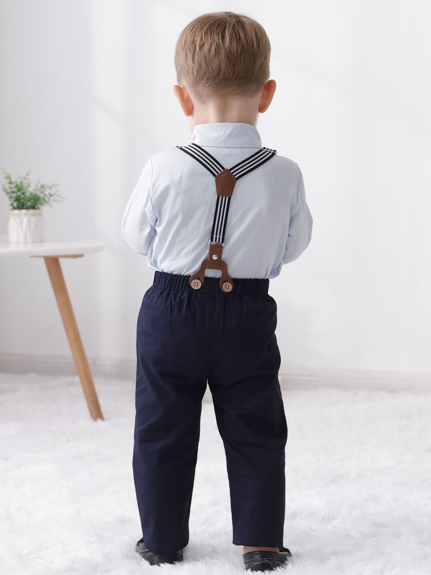 CARETOO Toddler Boy Clothes Set Cotton Fabric Formal Outfits Shirt Suspender Pants Bowtie 1-5T 3pcs
