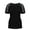 Black, variant on Women's V Neck Lace Short Sleeve Shirts Tops Waffle Knit Loose Casual Tee Blouse (Brick Red, L)
