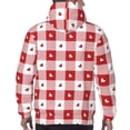thumbnail image 7 of Kdxio Plaid Heart Print Mens Casual Hooded Collar Drawstring Hoodies Pullover Sweatshirts Casual Long Sleeve Shirts-Large, 7 of 7