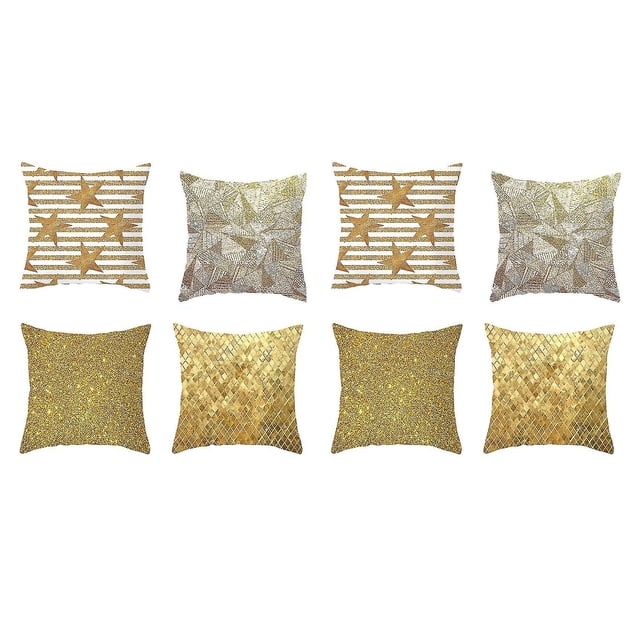 8 Pcs/set Housse de Coussin Motif Plaqué Or Impression Numérique Housse de Canapé Or