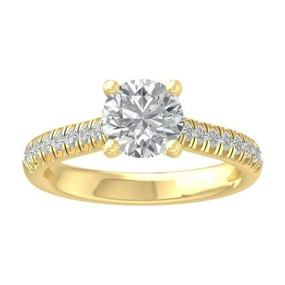 Araiya Fine Jewelry 14K Yellow Gold Round-shape Lab Grown Diamond Engagement Ring ( 1 1/4 cttw, D-F Color, VS Clarity) Size 10