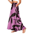 thumbnail image 2 of Bbyeadc Long Skirts for Women A-Line Satin Skirt Flowy Floral Skirt Fashion Party Maxi Skirt with Pocket,Purple Pink(XL), 2 of 5