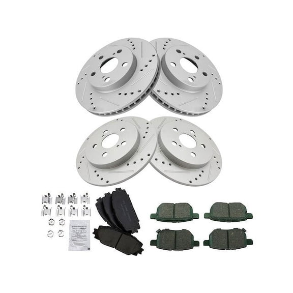 Front and Rear Brake Pad and Rotor Kit - Compatible with 2010 - 2015 Toyota Prius 2011 2012 2013 2014