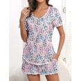 thumbnail image 2 of Ekouaer Women's Pajamas Sets Short Sleeve Lounge Sets Sleepwear Casual Two Piece Pjs With Pockets, 2 of 5