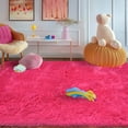 thumbnail image 3 of Socofuz Super Soft Fluffy Rosy Red Carpet - 5×7ft Modern Rug Living Room, Children's Nursery, Non-Slip Bottom, 3 of 8