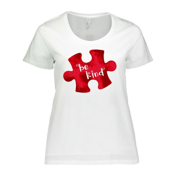 Inktastic Autism Awareness Be Kind Red Puzzle Piece Women's Plus Size T-Shirt