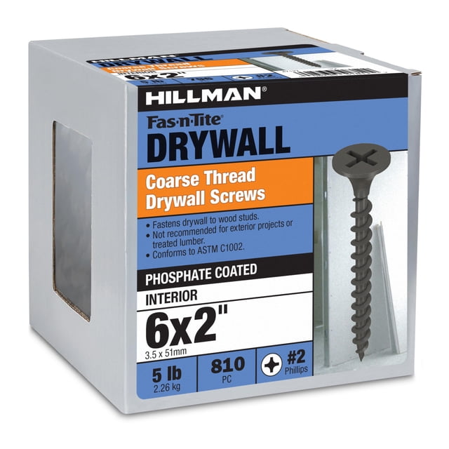 Tornillo para Paneles de Yeso Hillman 6x5.1 cm Hilo Grueso 2.5 kg