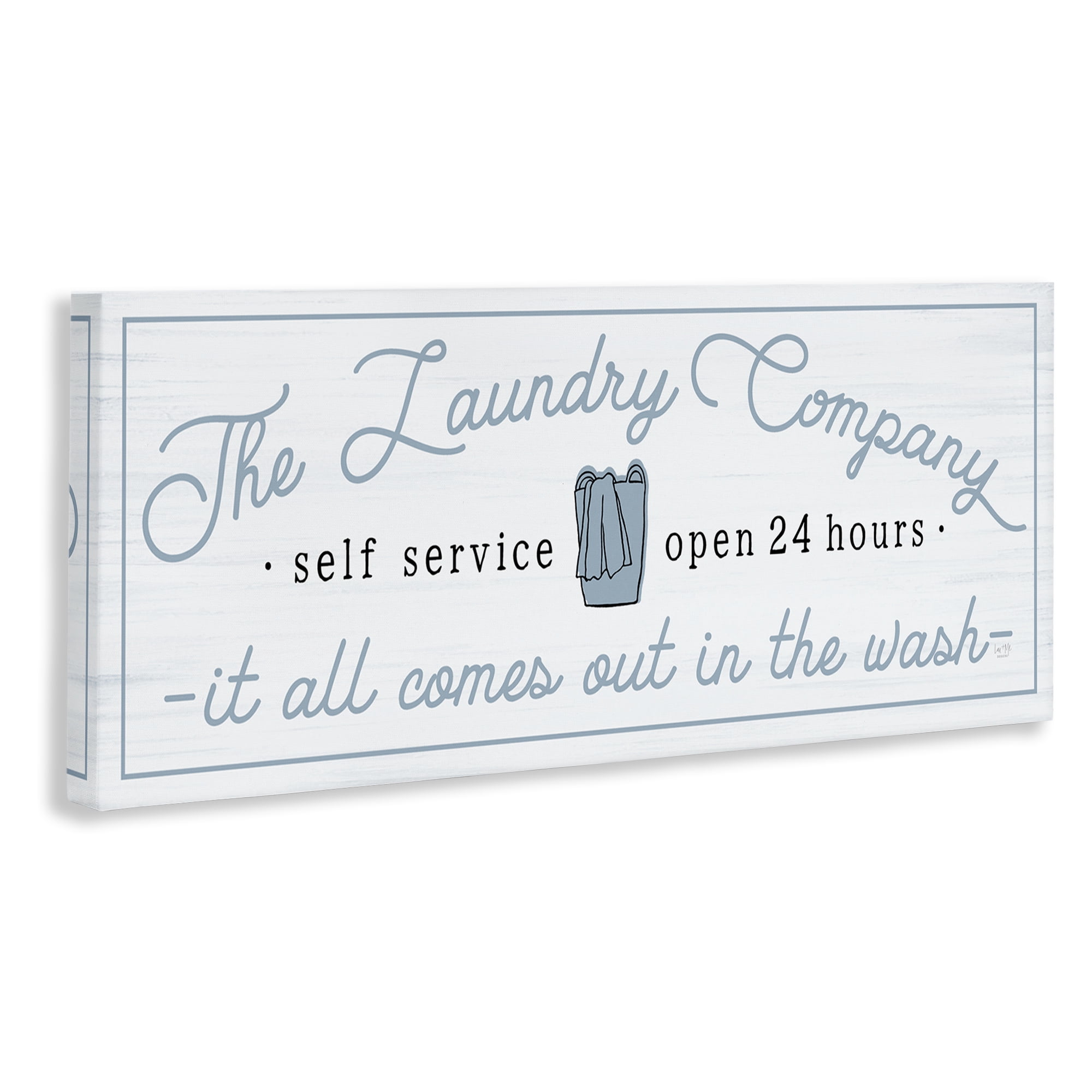 Laundry Company All Comes Out In Wash Typography Graphic Art Gallery Wrapped Canvas Print Wall Art