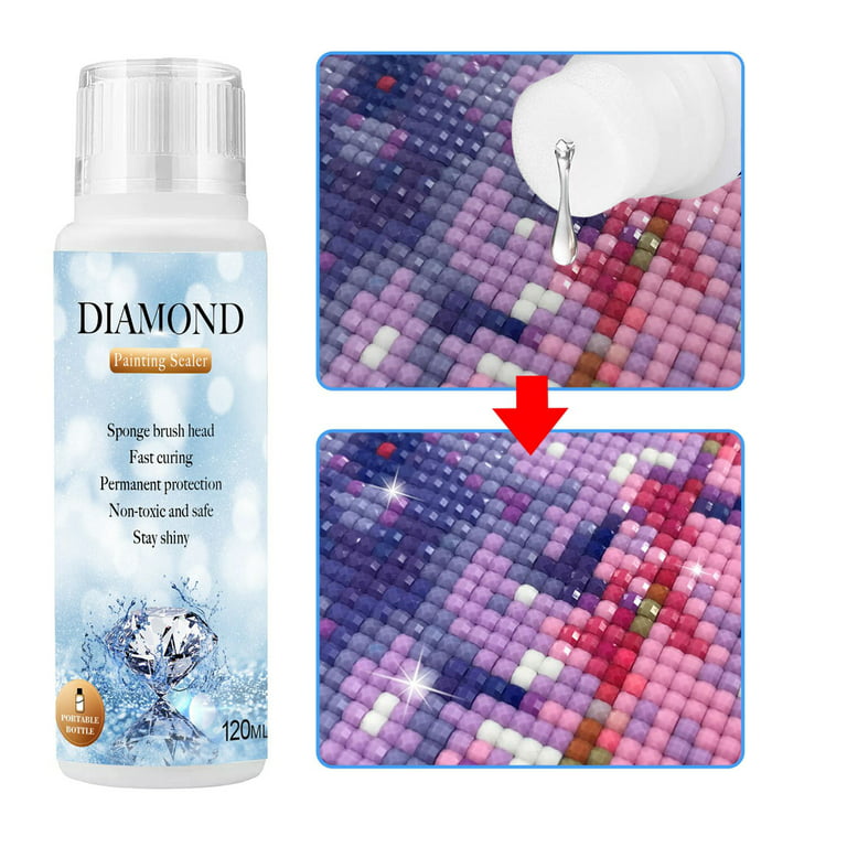 2 Pack Diamond Art Painting Sealer, 240 ml 5D Diamond for Painting Glue  with Sponge Head Fast Drying Prevent Falling Off Permanent Hold Shine