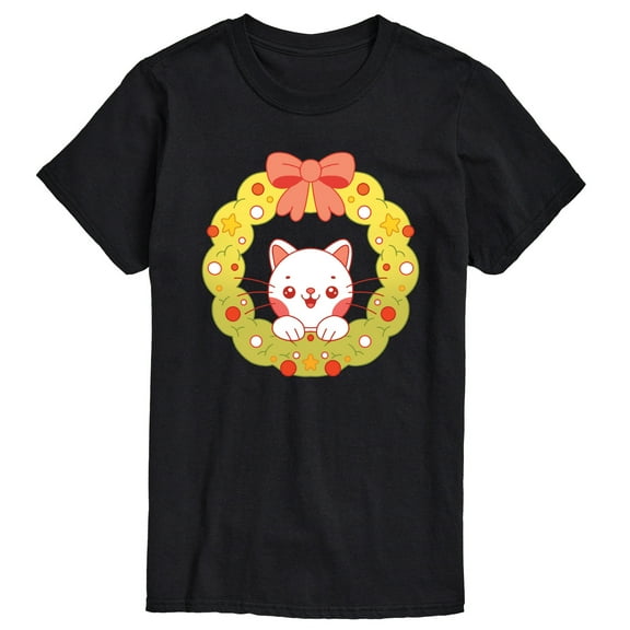 Instant Message - Chibi Cat Wreath - Men's Short Sleeve Graphic T-Shirt