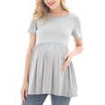 thumbnail image 4 of Bearsland Women's Short Sleeve Maternity Shirts Tops Pregnancy Clothes 3-Pack, 4 of 7