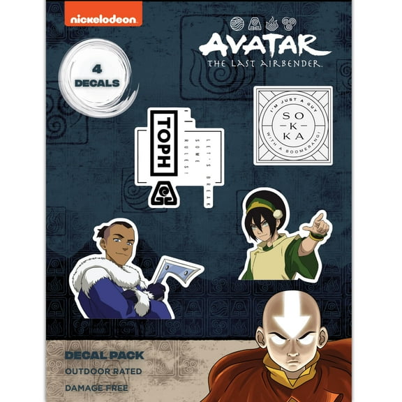 Avatar The Last Airbender Decals - Set of 4 Toph Beifong, Sokka Anime Vinyl Stickers for Car Window Laptop Water Bottle Truck Bumper Air Bender Vehicle Accessories