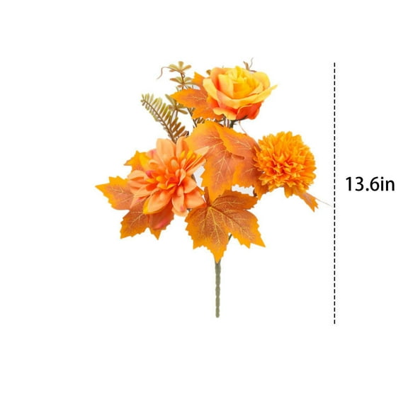 Sunxin Simulated Maple Leaf Bundle Set B190Artificial Mums Flowers with Stem Orange Flowers Arrangement for Home Fall Wedding Bouquet Thanksgiving Table Centerpieces Decor