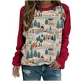 thumbnail image 2 of pimelu Christmas Sweatshirt Clearance Ugly Christmas Sweater for Women Fashion Xmas Graphics Color Block Pullover Shirts Loose Long Raglan Sleeve Crewneck Sweatshirt Top, 2 of 3