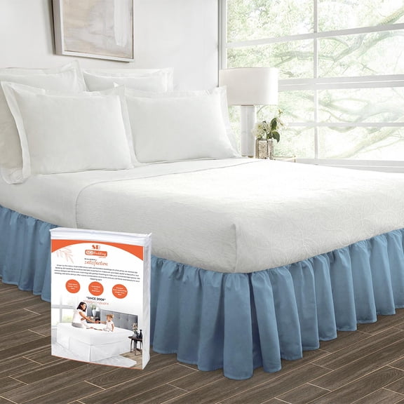 SGI Bedding 11 Inch Ruffled Bed Skirt | Microfiber Bed Skirt | Fade Resistant, Wrinkle Free, Anti-static, Decorative, Extra Storage Space, Clutter-Free |King, Mediterranean Blue