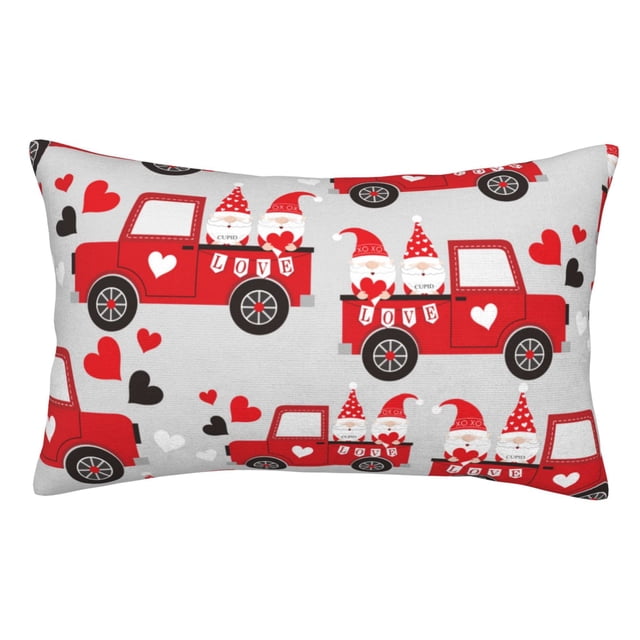 Fotbe Gnomes On The Car Funda de Almohada Decorativa Estilo Occidental, Lujo en Algodón, Fundas para Almohadas King, Cojín Estampado para Decoración del Hogar-16"x24"