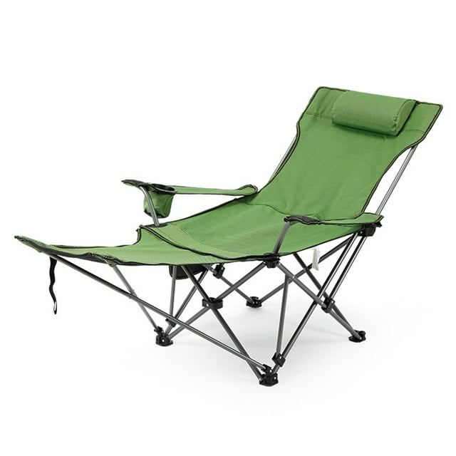 2 in 1 Folding Camping Chair Portable Adjustable Reclining Lounge