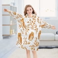 thumbnail image 5 of Wearable Blanket with Sleeves and Pocket Oversized Hooded Sweatshirt 3-14 YR Orange Owls S, 5 of 7