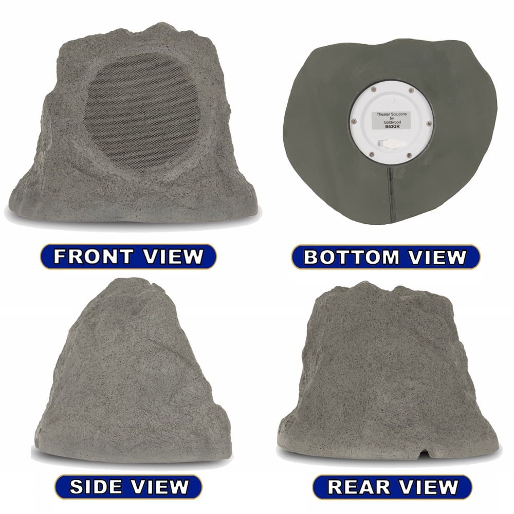 Theater Solutions B63GR Fully Wireless 200 Watt Rechargeable Battery Bluetooth 6.5" Rock Speaker Pair Slate Grey Link Up To 99 Speakers Wirelessly