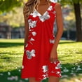 thumbnail image 2 of Vestido Largo de Manga Larga para las Mujeres Cuello en V Plisado Impresión sin Posicionamiento con Tela Elástica, Vestido Casual de Cintura Elástica para Uso Diario Y de Playa, 2 of 6