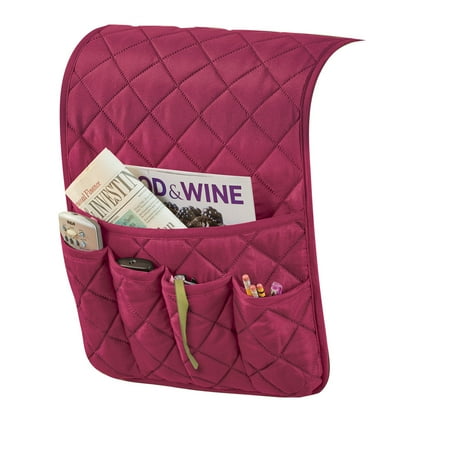 Quilted Organizer and Space Saving Armrest Cover with 1 Large and 4 Small Pockets,