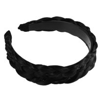 Unique Bargains 1 Pcs 1.5 Inch Wide Synthetic Hair Braided Headband Hair Hoop for Women and women Black