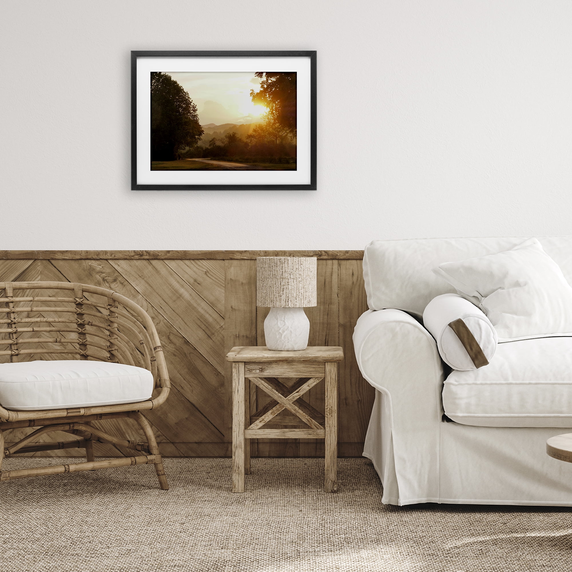 Stupell Industries Golden Morning Between Trees Black Framed Print Under Glass, design by Gail Peck