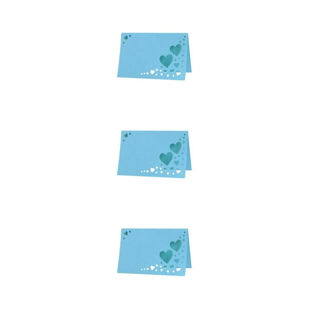 Matsuzay 50 piezas de impresión duradera con tarjetas de nombre de ahuecadas de corazón, tarjeta de lugar de nombre hueco de corazón azul Type1 NO1