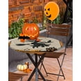 thumbnail image 2 of Round Fitted Tablecloths with Elastic Edge Halloween Black Witch Hat Pumpkin Oil-Proof Waterproof Wipeable Table Cover for Kitchen Dining Party Decor Retro Linen Table Clothes,36" - 44", 2 of 7