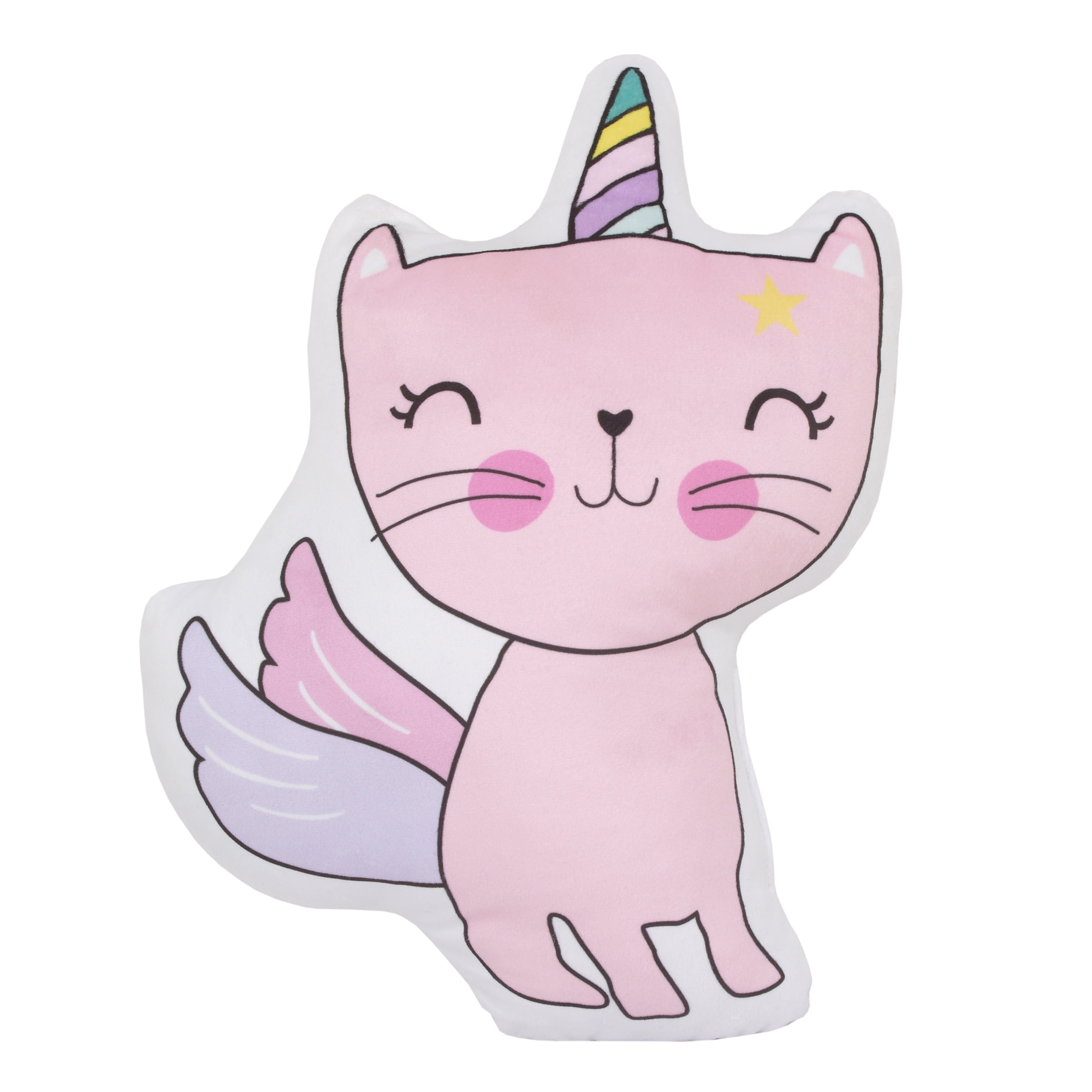 Everything Kids Caticorn Girl Power Pink and White Decorative Pillow, 15' x 10'