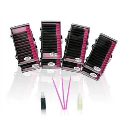 Single Eyelashes Kit | 8 Individual Mink Eyelash Trays 8mm,10mm,12mm,14mm| Hypoallergenic Lash Extension Glue and Remover | Miro (Best Eyelash Glue For Eyelash Extensions)