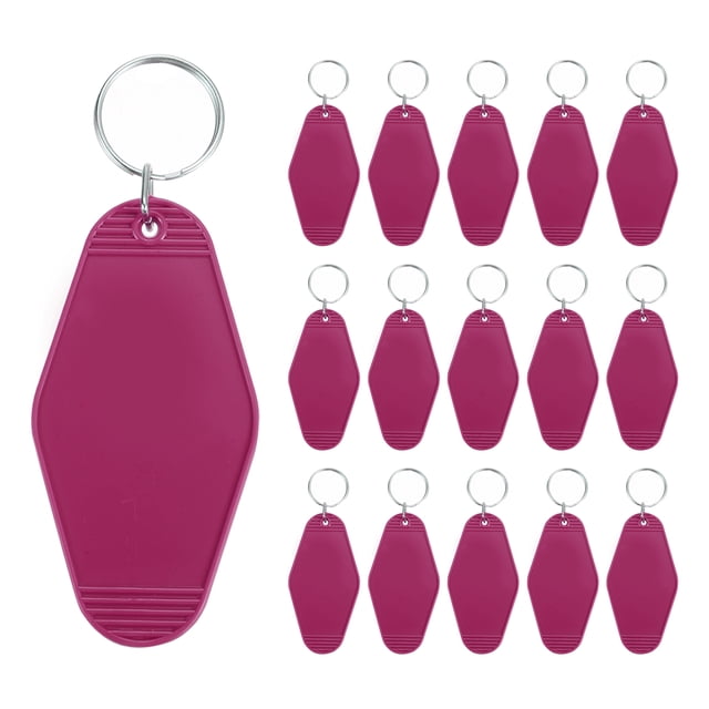 Unique Bargains Vintage Motel Keychain Blank Hotel Keychains Rhombus Retro Key Tag, Dark Red, 16 Pack