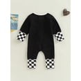 thumbnail image 4 of Qiylii Toddler Baby Zip Rompers Checkerboard Patchwork Round Neck Long Sleeve Jumpsuit for Newborn Girl Boy, 4 of 9