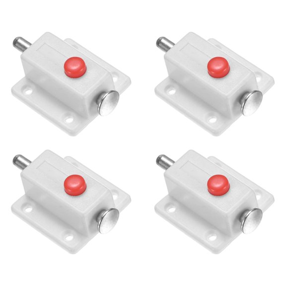 Uxcell 4-Pack Plastic Push Button Spring Loaded Latch, Automatic Door Latch Lock Button Bolt Latches[White]