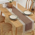 thumbnail image 1 of 15 x 70inch Table Runner-Rustic Cotton Linen Table Runners with Boho Fringe for Kitchen Dinning Coffee Washable Double Layer Table Farmhouse Runner-Brown, 1 of 6