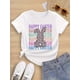 thumbnail image 1 of Happy Easter" Leopard Bunny Print Girls' T-Shirt - Soft, Stretchy & Comfortable Crew Neck Short Sleeve Top in White, Perfect for Casual Outdoor Fun, Machine Washable, Ages 7-14, 1 of 6