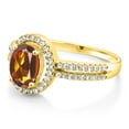 thumbnail image 3 of Gem Stone King 18K Yellow Gold Plated Silver Orange Red Madeira Citrine Ring for Women (1.86 Cttw, Oval 8X6MM, Gemstone Birthstone, Available in Size 5, 6, 7, 8, 9), 3 of 4