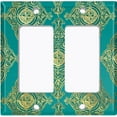 thumbnail image 6 of Metal Light Switch Plate Cover Elegant Green Yellow Damask DAM087, 6 of 13