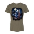 thumbnail image 2 of Wild Bobby, American Flag Howling Wolf Animal Lover Mens Premium Tri Blend T-Shirt, Military Green, Medium, 2 of 3