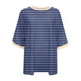 thumbnail image 5 of Besolor Womens Oversized T-Shirts Striped Crewneck Short Sleeve Basic Tees Casual Loose Tops 2025 Summer Trendy Outfits, 5 of 5