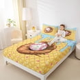 thumbnail image 3 of Castle Fairy Sport Baseball Queen Sheets 4 Pieces, Ice Cream Glove Pattern Queen Sheet Sets, Brown Blue Pink,1 Fitted Sheet, 1 Flat Sheet and 2 Pillowcases, 3 of 6