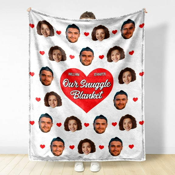 Custom Photo Face Couple Our Snuggle Blanket - Custom Photo Gift For Couples - Personalized white Custom Fleece Blanket