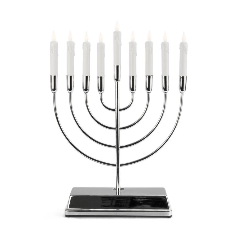 Battery Operated Menorah with 9 Taper Candles Metal photo 2