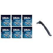 Compatible Razor Handle + Gillette Sensor Excel Refill Razor Blade Cartridges, 10 Ct (Pack of 6)