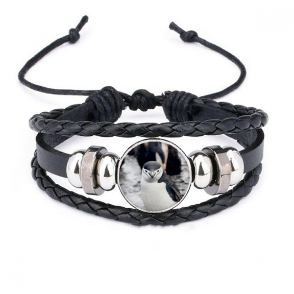 m Animal Penguin Bracelet Braided Leather Woven Rope Wristband