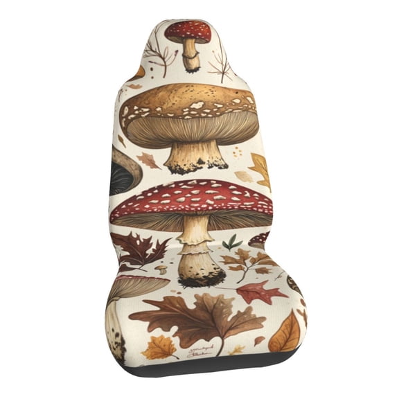 A Vintage-style Mushrooms And Leaves Car Seat Covers Stretch Car Seat Protectors Universal Fit