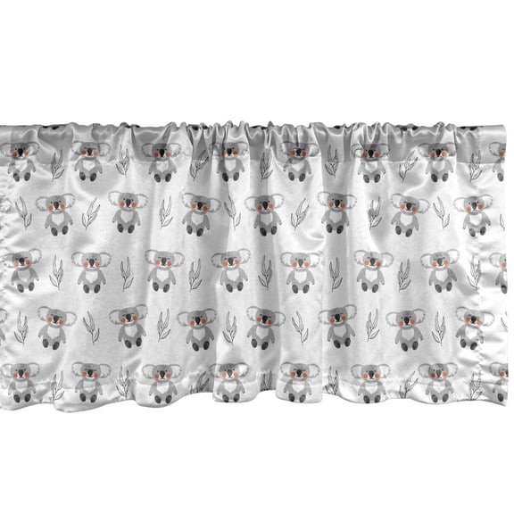 Ambesonne Koala Valance Pack of 2, Woodland Themed Bears Leaves, 54"X12", Burnt Sienna and Pale Taupe