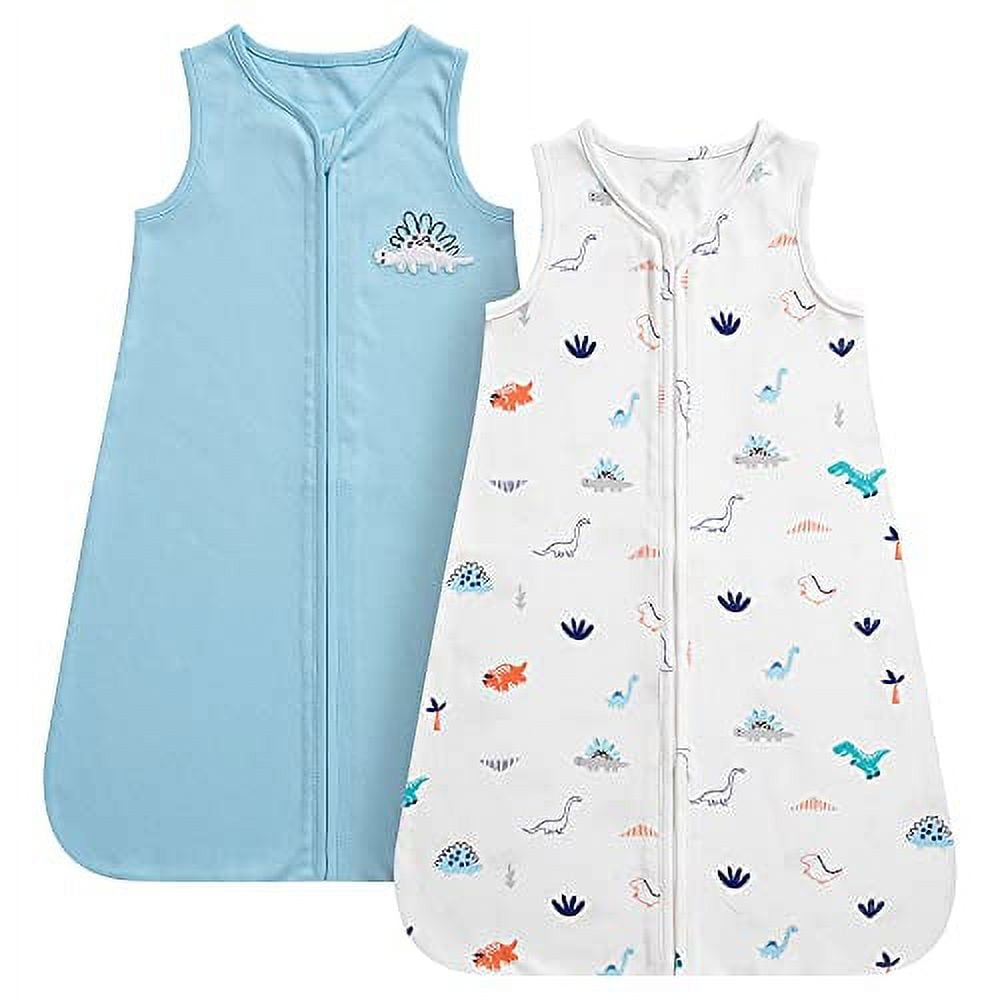DaysU Cotton Baby Wearable Blanket Sleeveless Baby Sleep Sack with One Way Zipper Embroidered and Printed Baby Wearable Blanket for Newborn Baby Boys 18 24 Months 2 Pack Blue Dinosaur Walmart