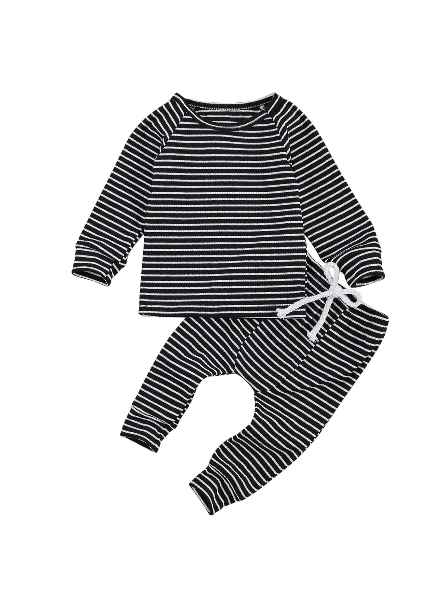 GuliriFei Baby 2 Piece Homewear Sets Long Sleeve Stripe Shirt Long Pant