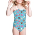 thumbnail image 3 of FOR U DESIGNS Novelty Blue Halter Neck Swimwear for Swimming Class Girls Beach Sport One-Piece Swimsuit Doughnut Off Shoulder Bathing Suit for Kids Teens 9-10, 3 of 6